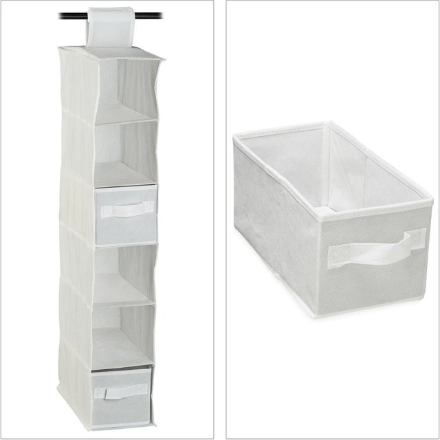 Relaxdays Hängeregal für den Kleiderschrank aus Vlies in Weiß, faltbar, B/H/T: 82 x 30 x 14,5 cm - Bild 1