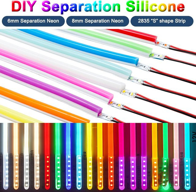 DENGKOO LED Neon Streifen Set Warmweiß mit Silikonrohr und 12V Netzteil, 120 LEDs/m SMD3528, 0,6 m Länge - Bild 1