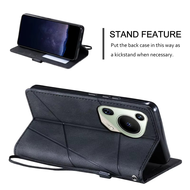 Leder-Flipcase Brieftasche für Huawei Pura 70 Ultra, Pura 70 Pro und Pura 70 Pro Plus in Schwarz - Bild 5
