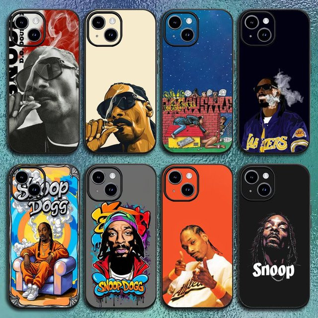 Snoop Dogg Handyhülle für iPhone 17 16 15 14 13 12 11 Pro Max Plus Mini Schwarz Matt Weiche Schutzhülle - Bild 1