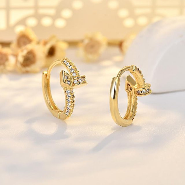 Wucifang Jewelry Ohrbügel Ohrringe, Gold, Diamant, Zirkonia, Damen - Bild 1