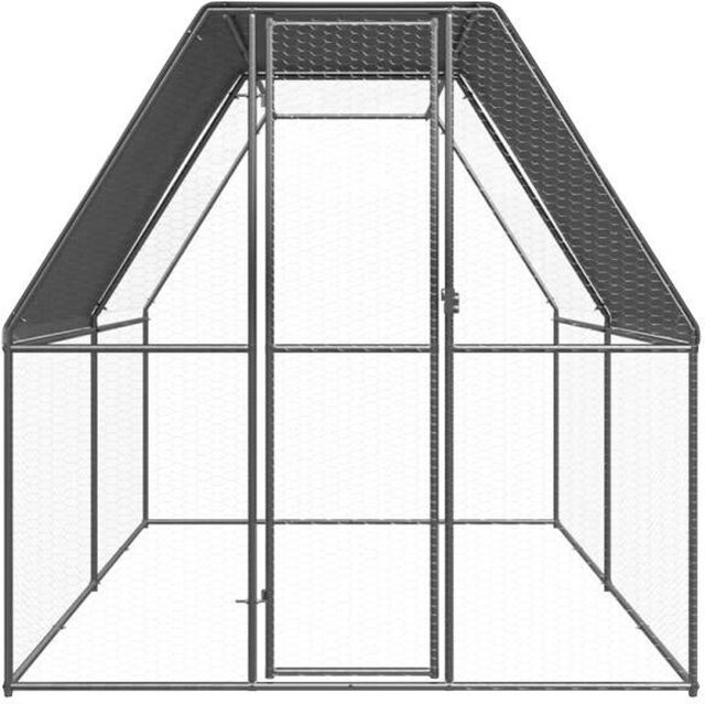 vidaXL Außenvoliere für Hühner aus verzinktem Stahl in Silber, B/T/H: 4 x 2 x 2 m - Bild 1