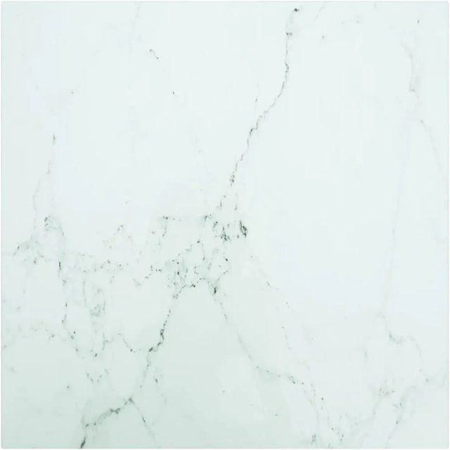 vidaXL Tischplatte aus Hartglas in Weiß mit Marmoroptik, B/T: 50 x 50 cm, Dicke: 0,6 cm - Bild 1