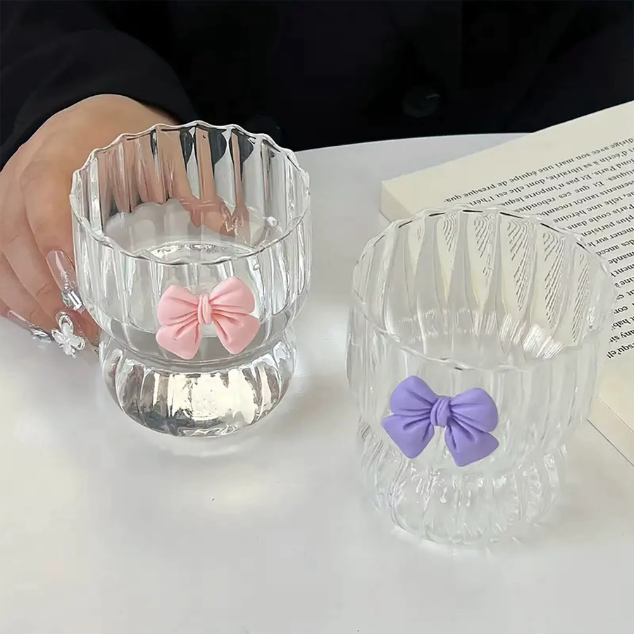 YOCITY Glas Tumbler mit Streifen-Design in Transparent und Purple - Bild 3
