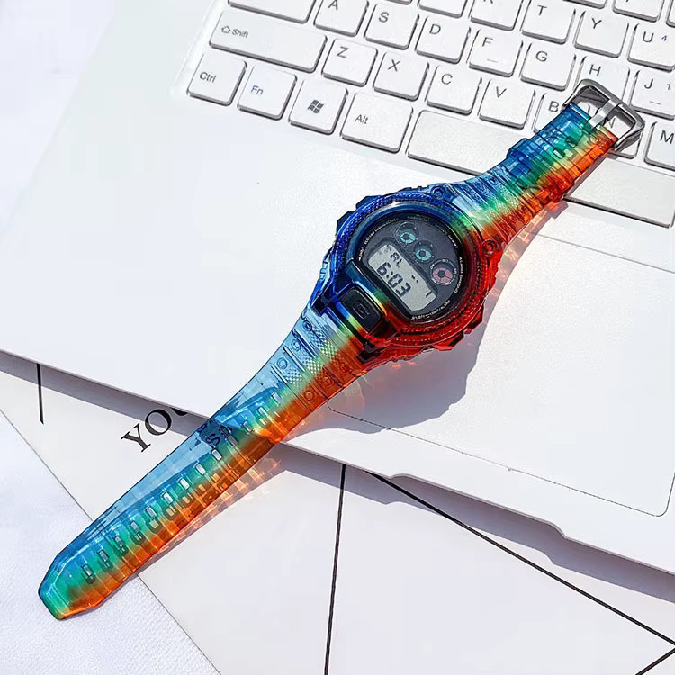 Olevo Uhrenzubehör Strap Case für Casio G-Shock DW-6900, Transparent Regenbogen, TPU Harz Silikon, Unisex - Bild 3