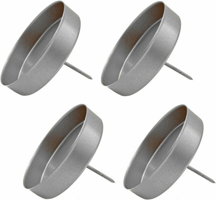 SPETEBO 4er Set Stumpenkerzen Pick in Silber für Advent und Weihnachten aus Metall - Bild 1