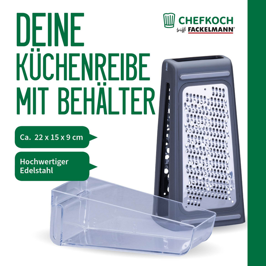 Fackelmann Chefkoch Küchenreibe mit Behälter, Grau/Silber, B/T/H: 22,0 x 15,0 x 9,0 cm - Bild 3