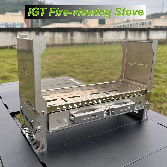 Tryhomy IGT Camping-Desktop-Kocher aus rostfreiem Stahl, faltbarer Tischofen für Brennholz und windgeschützte Feuerstelle - Bild 1