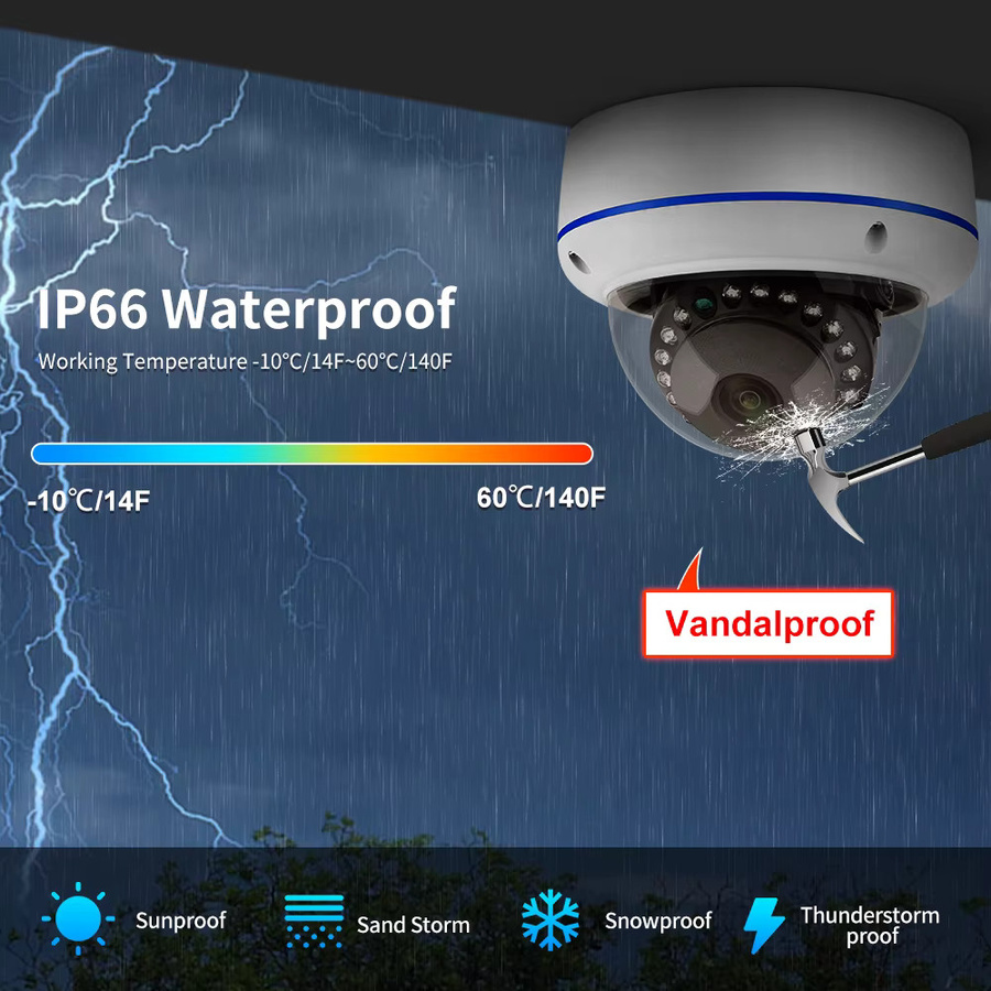 Techage 5MP POE IP-Überwachungskamera als Kuppelkamera mit 3,6 mm Brennweite, Nachtsicht, Einweg-Audio und KI-Erkennung für intelligente Sicherheit im Innenbereich, Farbe: Weiß - Bild 3
