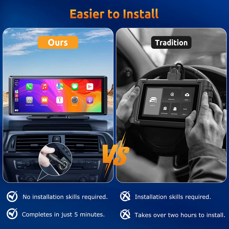 MOPECT 8,1 Zoll Autoradio mit 4K+1080P Touchscreen, kabellosem Apple CarPlay und Android Auto, Dual-Lens-Videorekorder DVR, Mirror Link, WLAN, Bluetooth und Rückfahrkamera in Schwarz - Bild 5