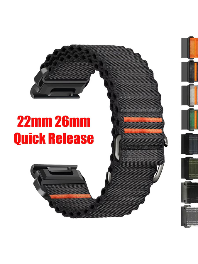 Garmin Uhrenarmband Nylon, Schwarz, 26 mm, 22 mm - Bild 6