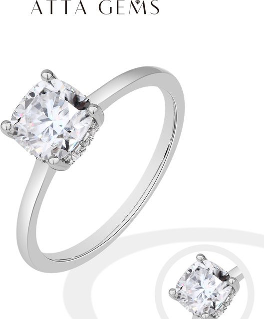 ATTAGEMS Ring Moissanit, 925 Silber, 18 Karat vergoldet, Damen - Bild 1