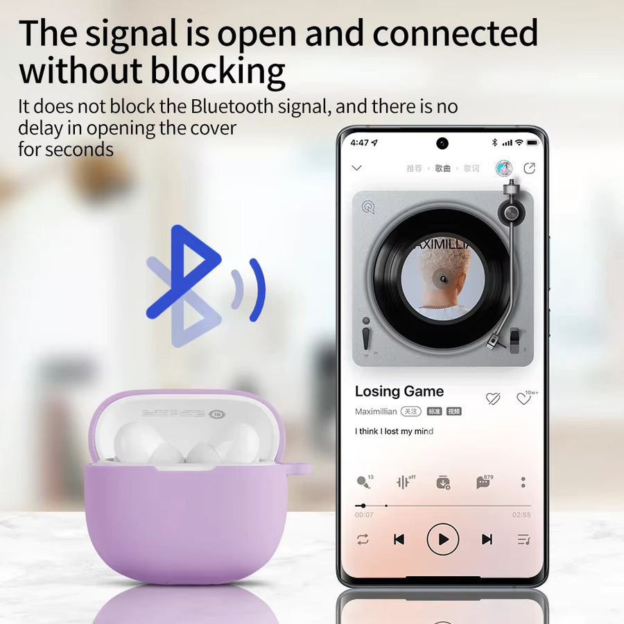 Silikon Schutzhülle mit Haken für Xiaomi Redmi Buds 6 Lite in Einfarbig - Bild 4