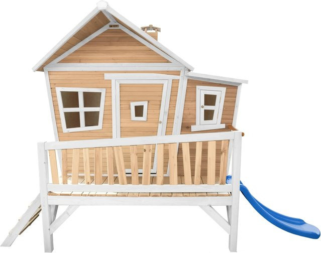 Axi Spielturm Emma aus Holz in Braun-Weiß mit blauer Rutsche, B/H/T: 349 x 227 x 193 cm - Bild 1