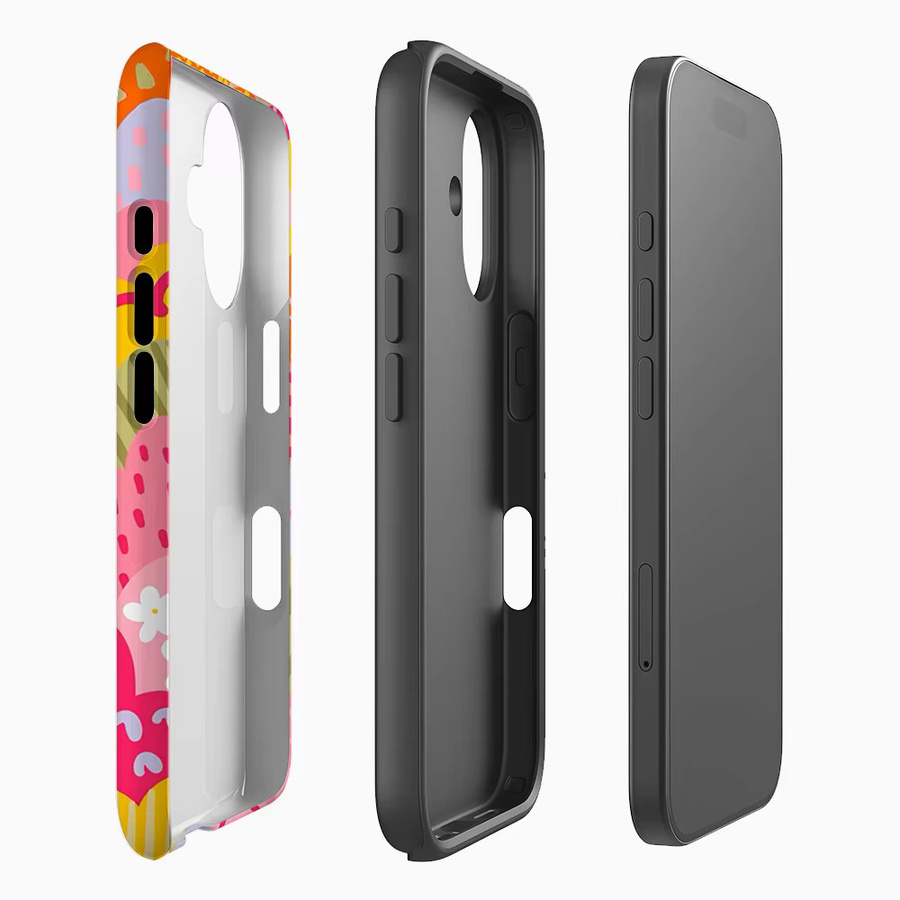 Bunte florale Patchwork-Handyhülle von Potdemiel für iPhone mit doppellagiger Rückseite, Multicolor - Bild 2