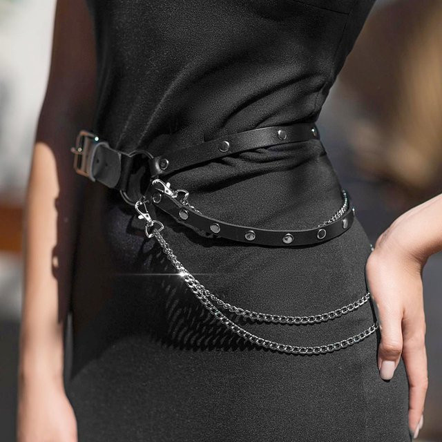 YIRAN Hüftkette Leder, black, Damen - Bild 1