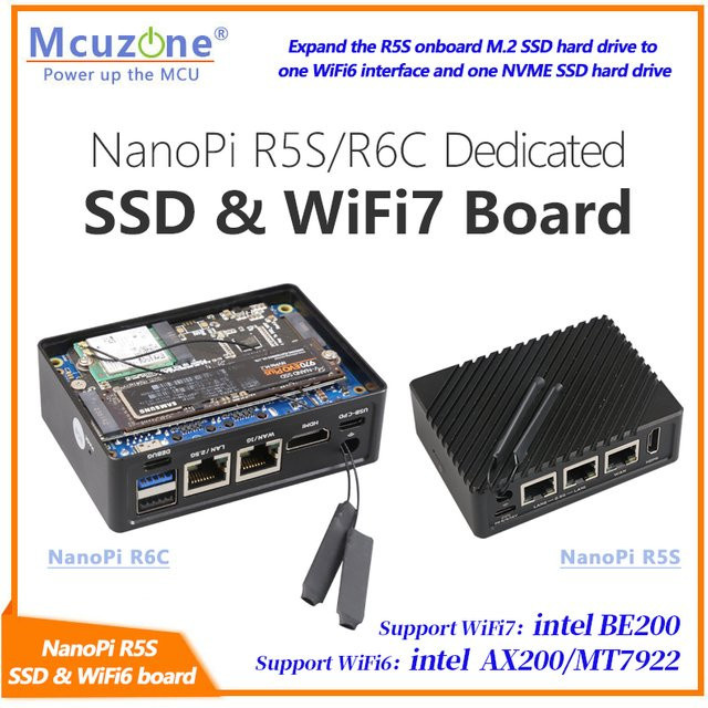 Nanopi dedizierte NVMe SSD und WiFi 7 Netzwerkkarte mit BE200 und MT7922 in Schwarz - Bild 1