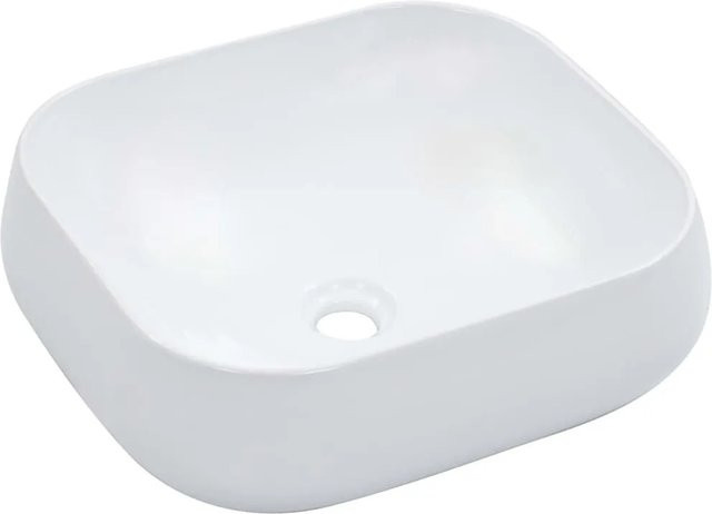 vidaXL Waschbecken aus Keramik in Weiß mit modernem Design, B/T/H: 44,5 x 39,5 x 14,5 cm - Bild 1