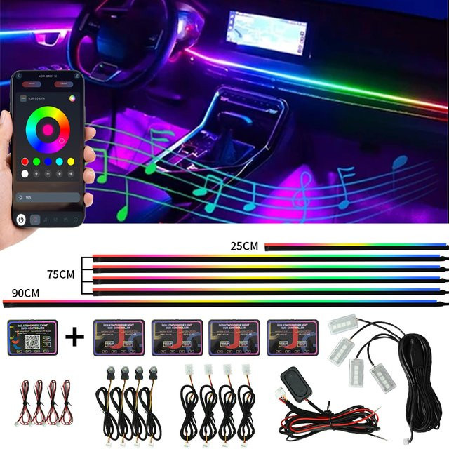 WUMFIRE LED Auto-Umgebungslichter Symphony Streamer RGB Acrylstreifen mit 64 Farben in Multicolour - Bild 1