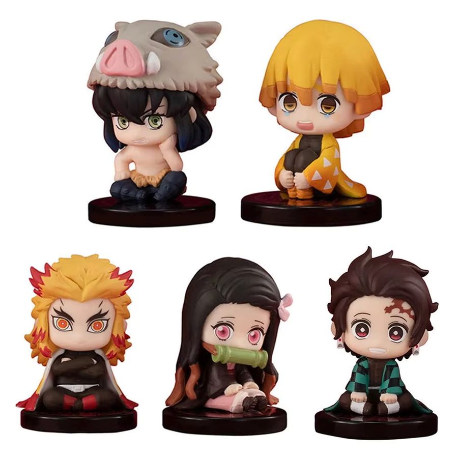 10er Set Dämonen Slayer Anime Figuren Bandai Sitzende Geist Charaktere Tanjiro Nezuko Inosuke Zenitsu Multicolor - Bild 3