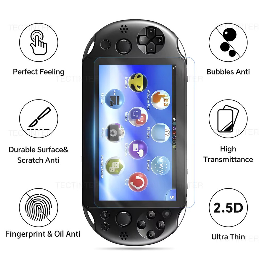 Sony Displayschutzfolie aus gehärtetem Glas für PS Vita PSV 1000 und PS Vita 2000, transparentes Full HD Set für Vorder- und Rückseite - Bild 2