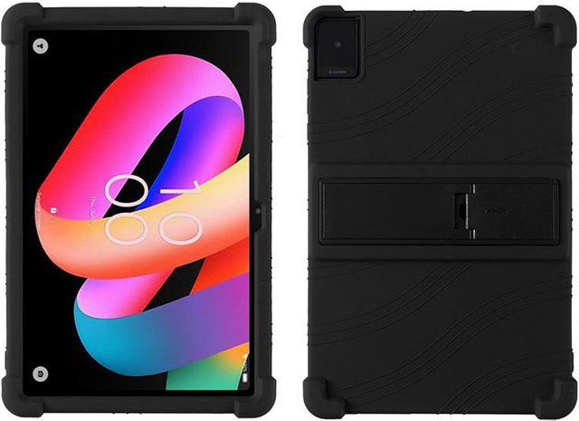TCL Tab 10L Gen 4 Tablet-Hülle aus weichem Silikon mit verstellbarem Ständer in Schwarz - Bild 1
