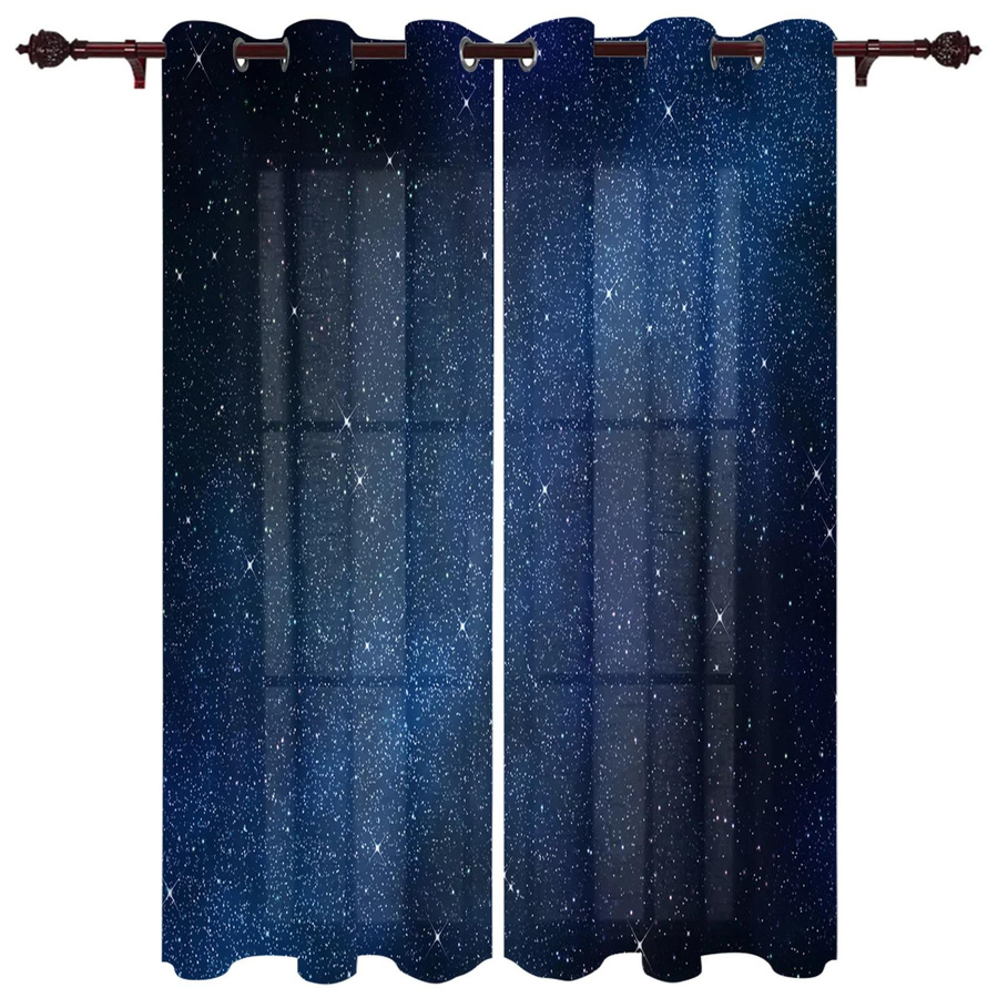 Star Galaxy Sternenhimmel Vorhang mit Sternen-Motiv für Schlafzimmer, Wohnzimmer und Kinderzimmer, semi-transparent, Breite: 135 cm, Höhe: 60 cm - Bild 1