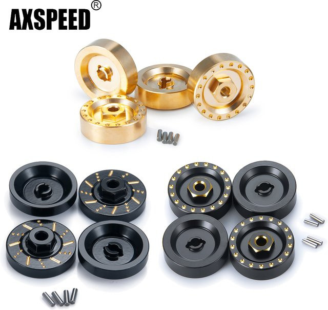 AXSPEED Messing Achse Rad Sechskantadapter Ausgleichsgewicht, 4-teiliges Set, 1:24 - Bild 1