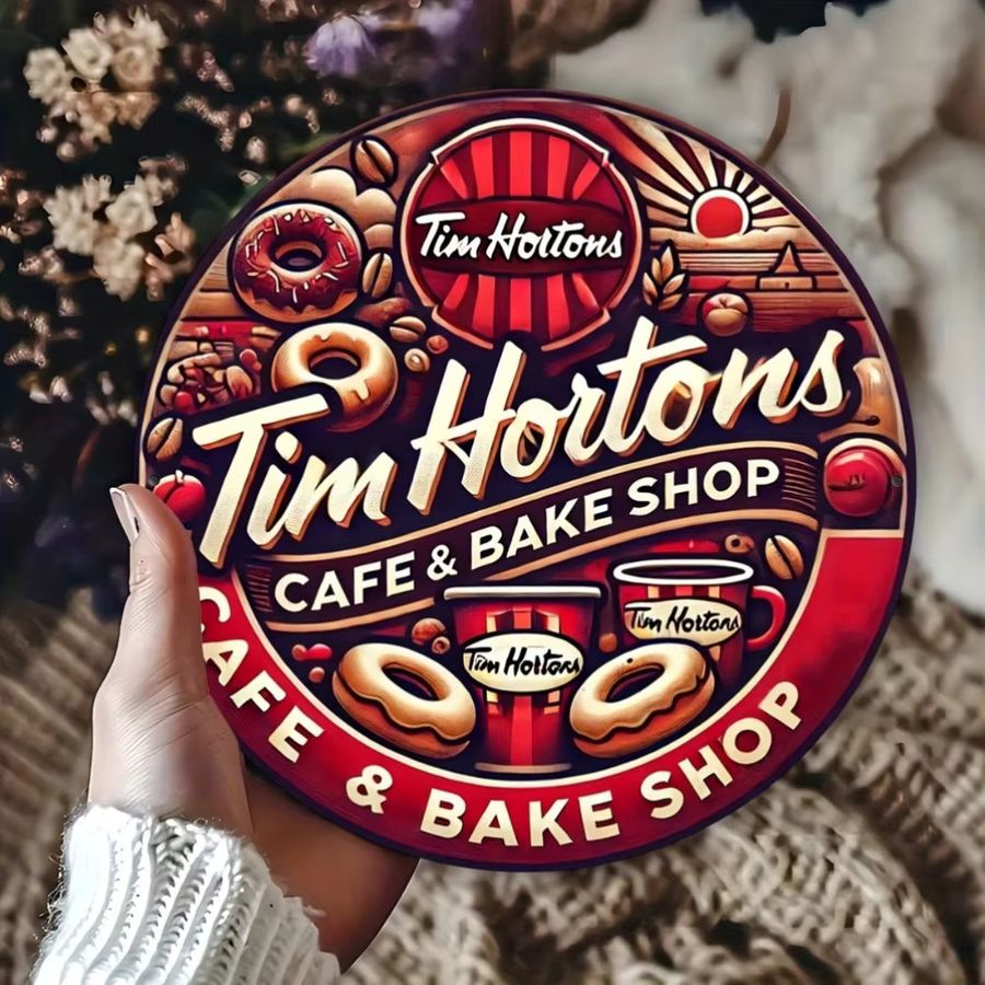 Tim Hortons Vintage-Metallschild aus Aluminium als Wandbehang, B/H: 20,0 x 20,0 cm - Bild 4