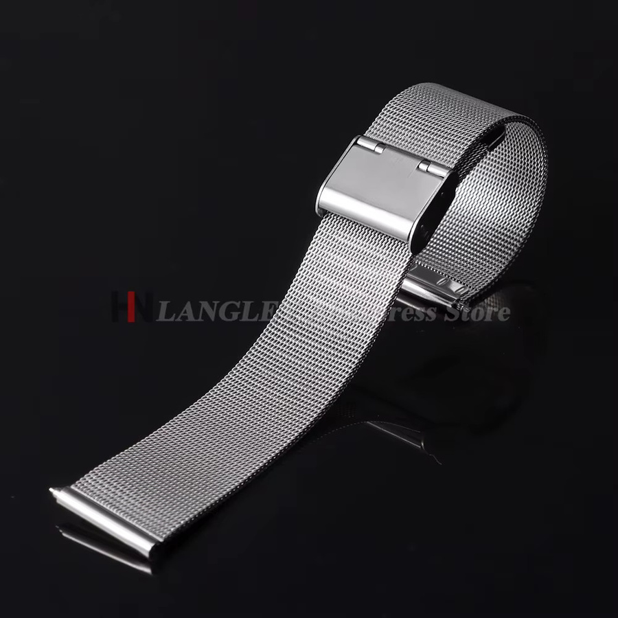 langley Uhrenarmband Edelstahl, Milanaise, Silber, Unisex - Bild 3