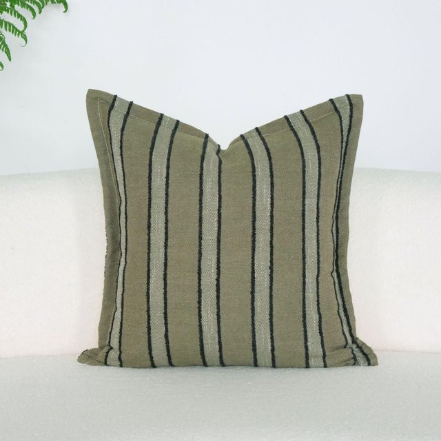 JMG Clothing Kissenhülle Boho Vintage aus Baumwolle und Leinen, Dunkelgrün, B/B: 45 x 45 cm - Bild 1