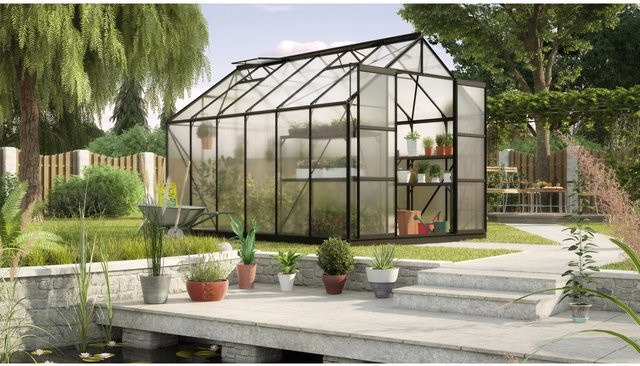 Vitavia Gewächshaus Uranus 9900 Schwarz mit Fundament und Polycarbonat-Platten - Bild 1