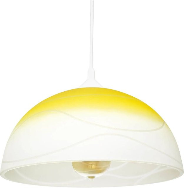 Adania Pendelleuchte Licht-Erlebnisse in Weiß und Gelb mit Glasschirm, Durchmesser: 30 cm, E27 Retro Design - Bild 1
