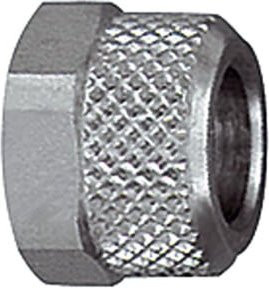 Riegler Überwurfmutter M12x1,0 für 8/6 mm Schlauch, SW 14, Messing vernickelt, Silber - Bild 1