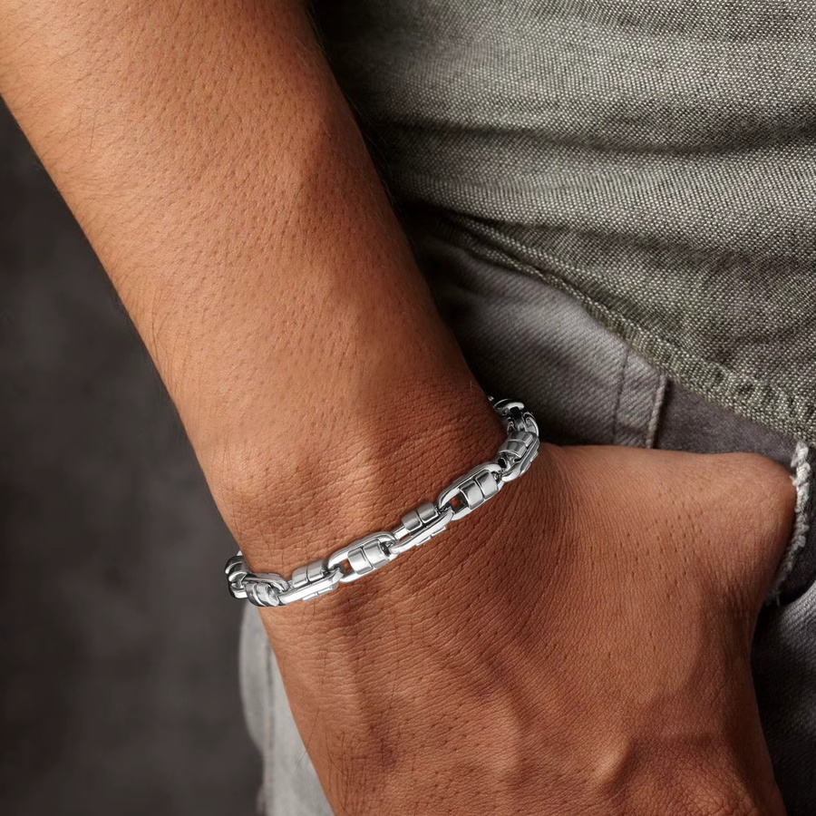 Vnox Gliederkettenarmband, Edelstahl, Silber, Unisex - Bild 2