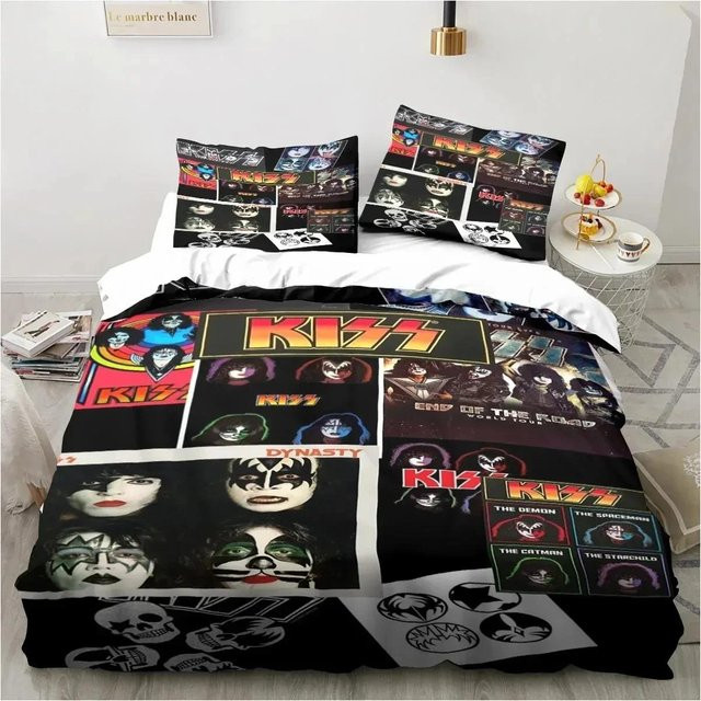 KISS Rockband Bettwäsche-Set mit 3D-Druck aus Mikrofaser, Mehrfarbig, B/B: 260 x 220 cm - Bild 1