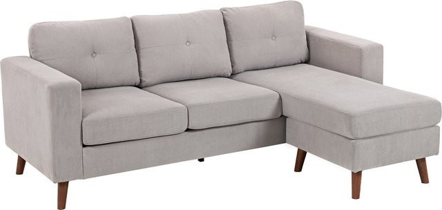 Aosom wendbares Ecksofa aus Kordvelours in Hellgrau, modulares L-Sofa mit Ottomane und Stahlrahmen, Breite: 192 cm - Bild 1