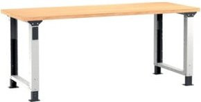 FAMI Werkbank mit höhenverstellbarer Multiplexplatte in Grau und Multicolour, Breite: 200 cm, Tiefe: 75 cm - Bild 1