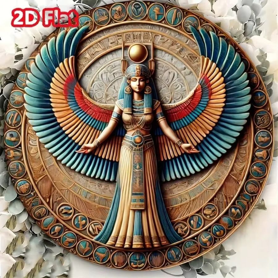 GoddessRoundEgyptian Rundes Aluminiumschild mit ägyptischer Göttin in Multicolor, Durchmesser: 20 cm - Bild 2