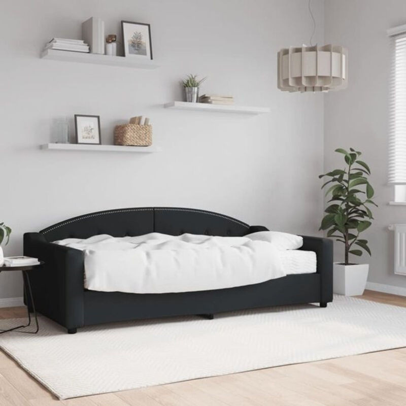 vidaxl Polsterbett Tagesbett mit Matratze aus Stoff und Metall, Schwarz, B/T: 190 x 90 cm - Bild 1