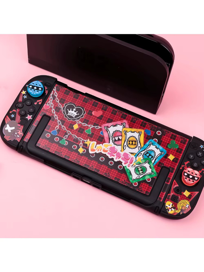 LISM Schutzhülle mit Amu-Motiv für Nintendo Switch 2, schwarze abnehmbare PC-Hartschale inklusive Daumengriffkappen - Bild 6