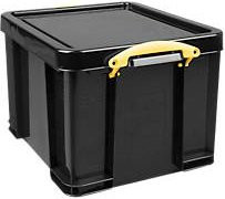 Really Useful Box Aufbewahrungsbox Schwarz mit gelben Griffen, Volumen: 64 l - Bild 1