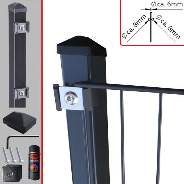 Fa-Bausysteme Doppelstabzaun Anthrazit 8-6-8 Plättchen Höhe: 163 cm, Länge: 15 m - Bild 1