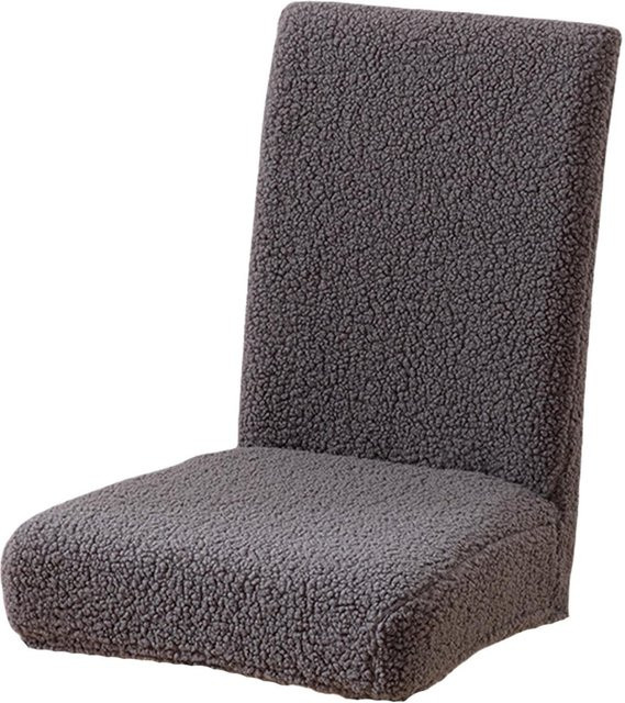 Ärmelloser Plüsch Stuhlsitzbezug aus Fleece in Grau für Esszimmerstühle, elastisch und waschbar - Bild 1