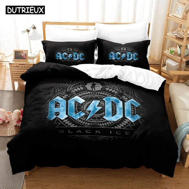 AC/DC Musik Bettwäsche-Set mit Bettbezug und Kissenbezug, Schwarz, B/H: 210 x 210 cm - Bild 1