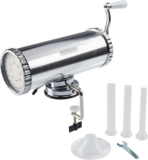 Wurstfüller Metzgermeister von Moderne Hausfrau, 2,5 l, Silber, mit Saughalter und 3 Aluminium-Füllrohren - Bild 1