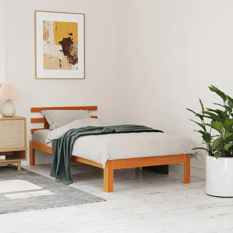Vidaxl Massivholzbett aus Kiefer in Braun, B/T/H: 75 x 190 cm - Bild 1