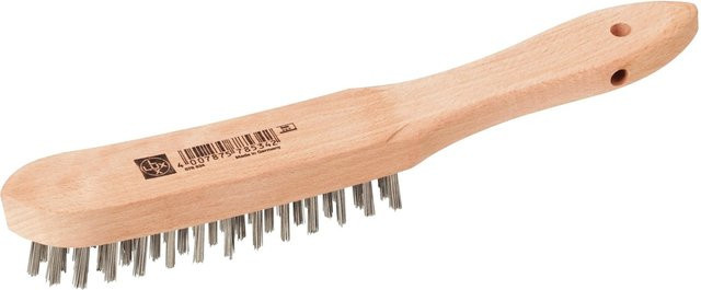 LUX-TOOLS 4-reihige Stahldrahtbürste aus Edelstahl für Holz und Metall - Bild 1