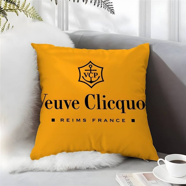 GUOYU HOMEDECOR Kissenbezug Veuve Clicquot Champagner Gelb mit unsichtbarem Reißverschluss, Breite: 30,48 cm, Höhe: 30,48 cm - Bild 1