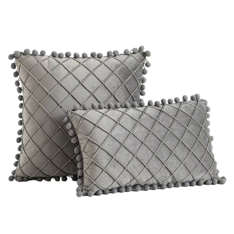 Dekorative Samtkissenbezüge von inyahome im Boho-Stil mit Bommeln, kariert und einfarbig, B/H: 45 x 45 cm und 30 x 50 cm - Bild 6